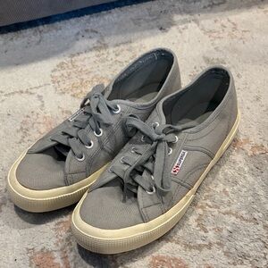 Superga Gray Canvas Lace-Up Sneakers